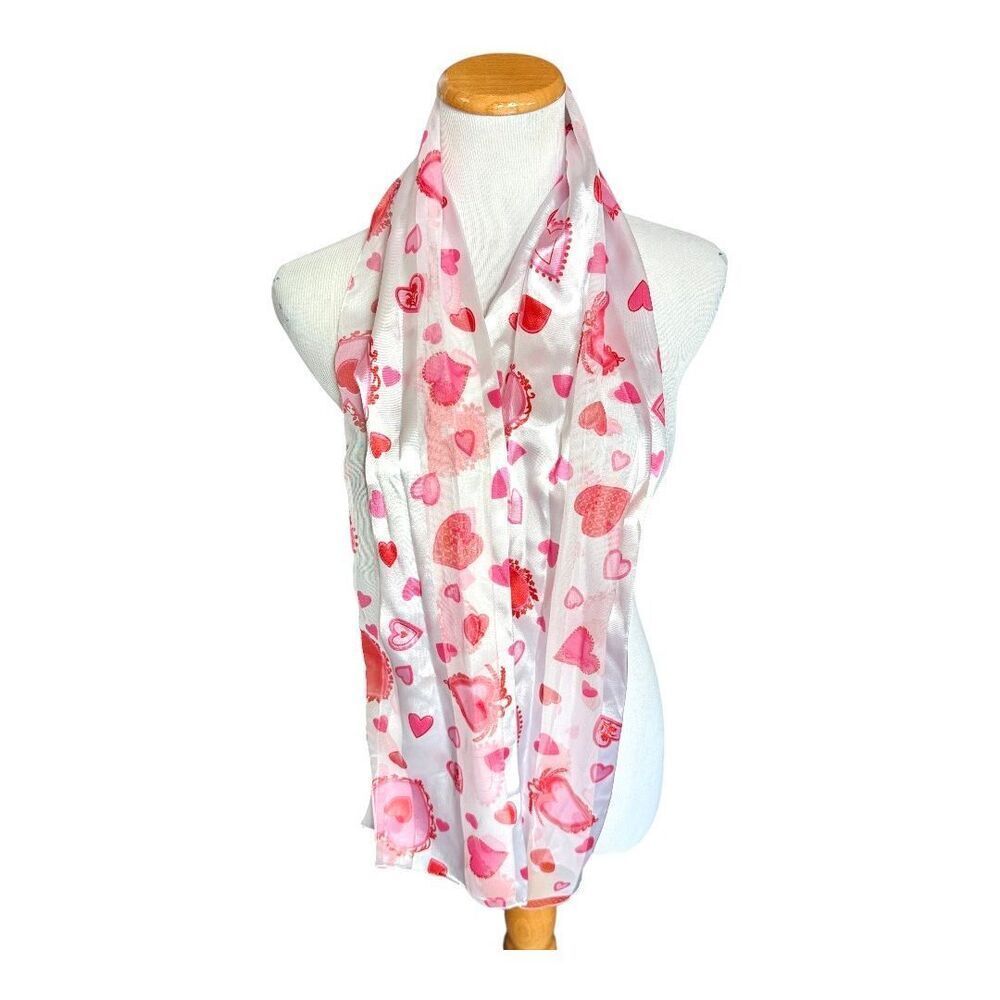Brand New Womens Boutique Valentines Day Heart Print Lightweight Fashion Scarf